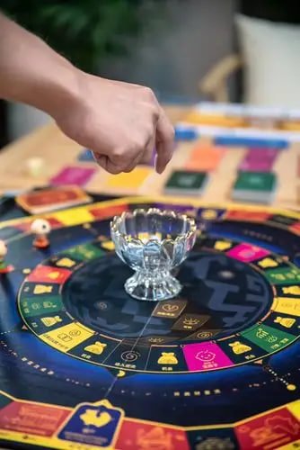 Meja Texas Poker di tempo slot dengan kartu hole dan kartu komunal yang ditampilkan
